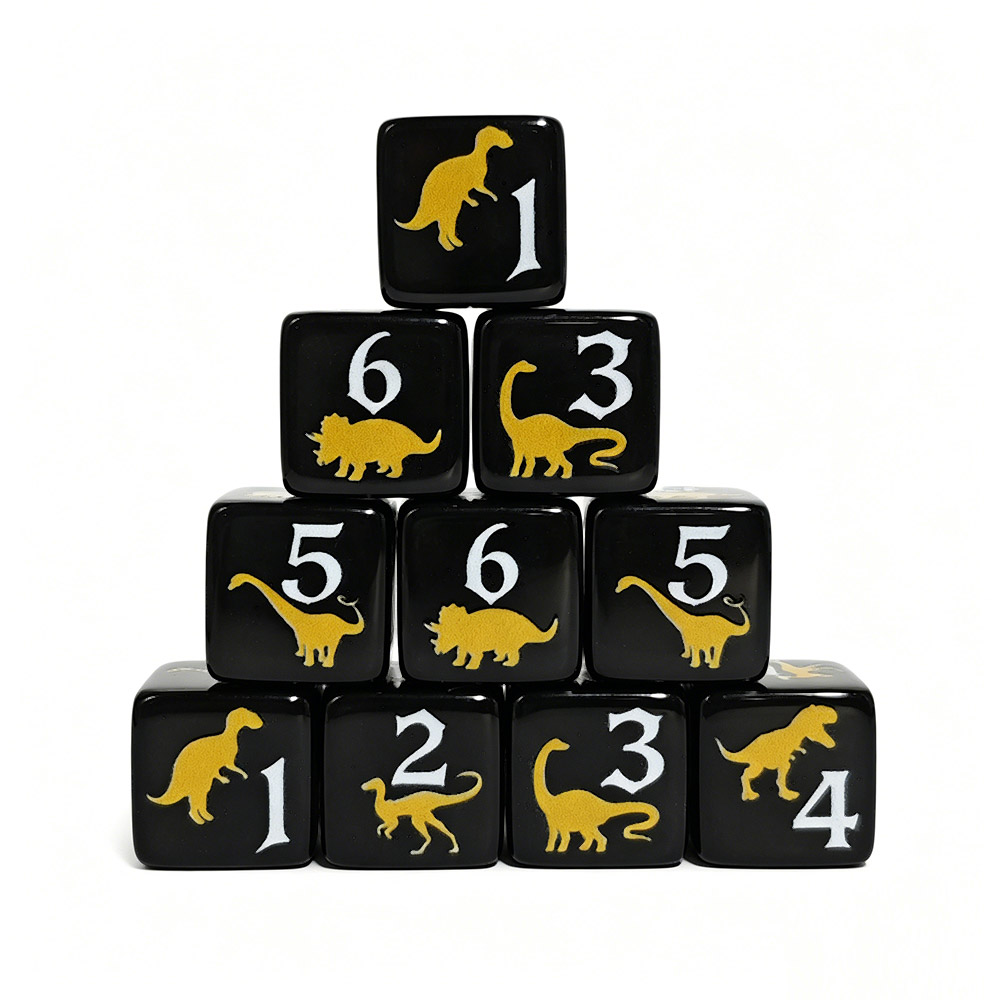Board Game Print - 12 adet siyah ve sarı dinozor