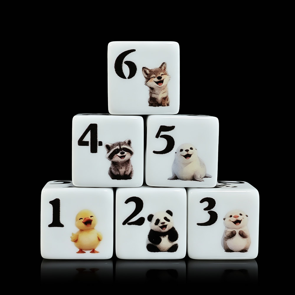 Board Game Print - 12 Adet 16MM D6 Akrilik Baskılı