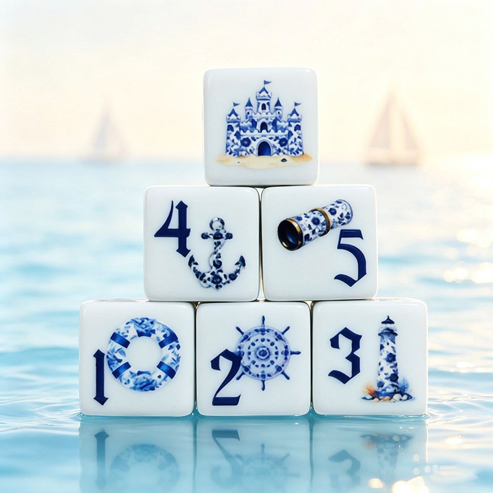 Board Game Print - 12 adet mavi denizcilik 16MM baskılı